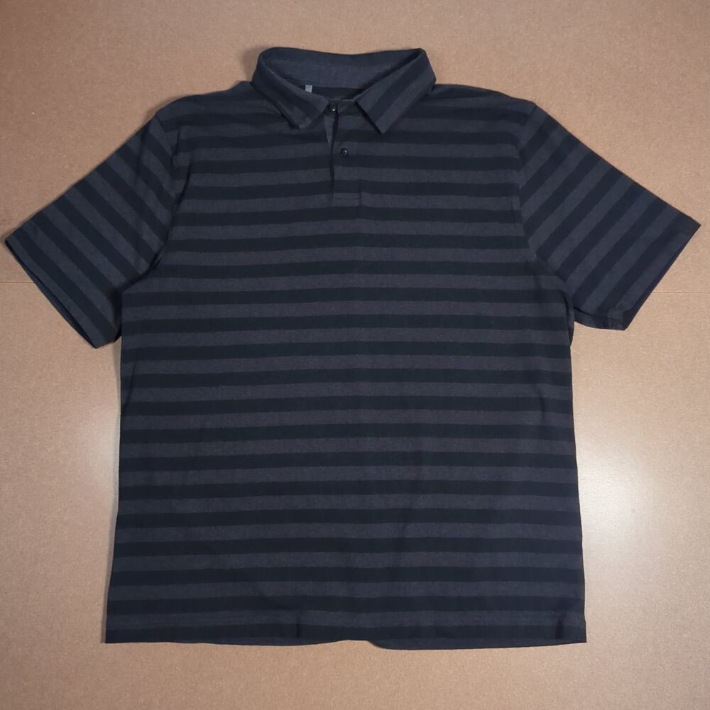 Under Armour HeatGear XL Lightweight Gray Purple Navy Stripe Golf Polo Preppy